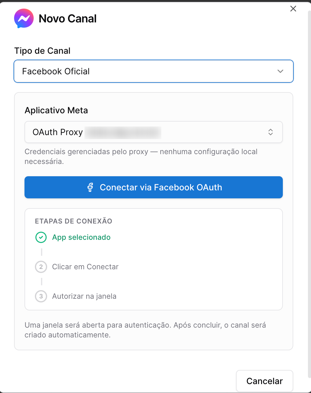 Vittal Flow CRM - conectar canal facebook messenger