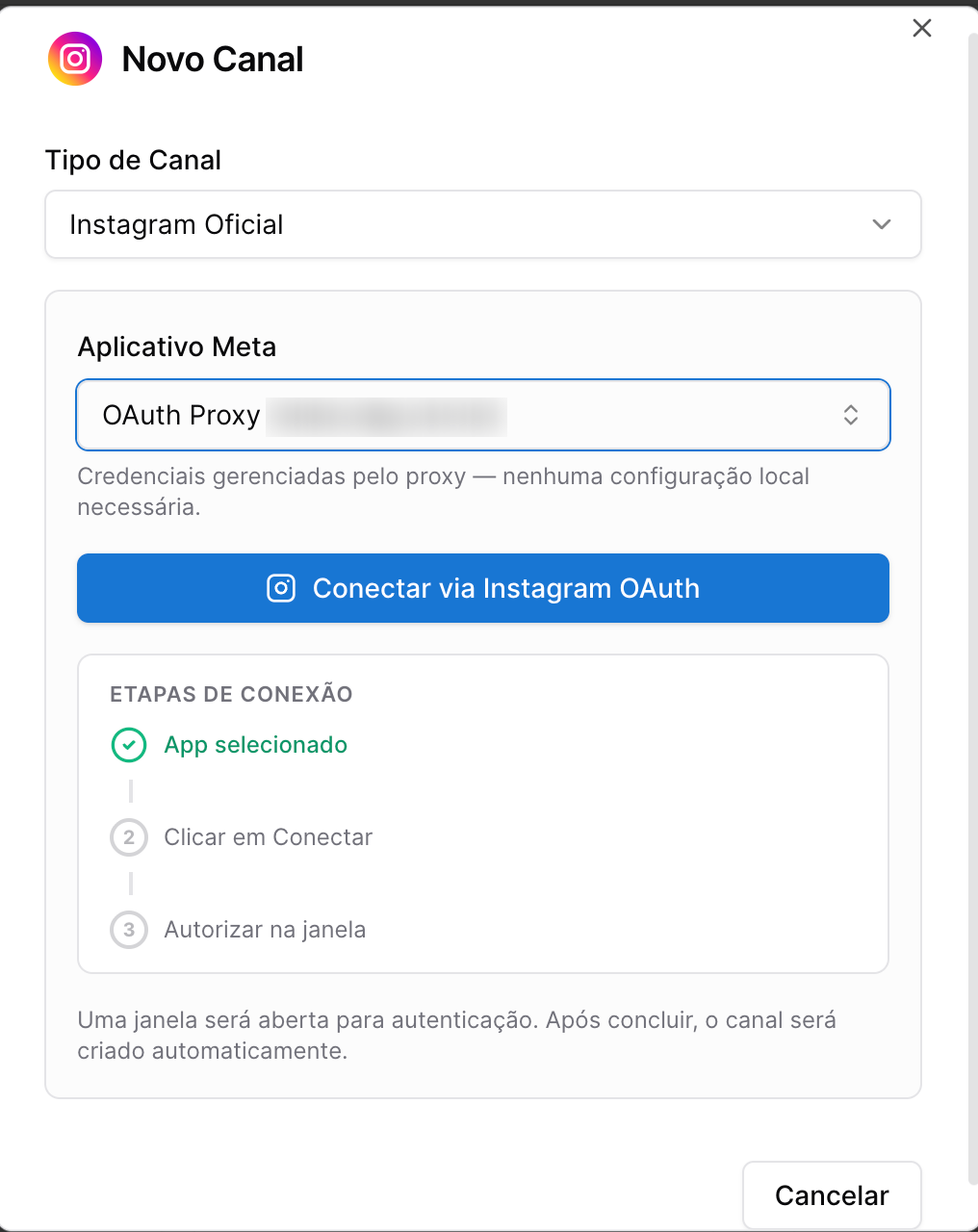 Vittal Flow CRM - conectar canal instagram